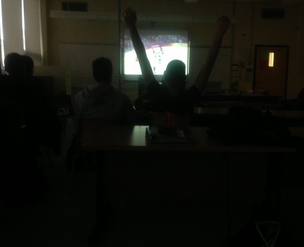 Awesome teacher allows my class to watch the winning semi-finals goal!